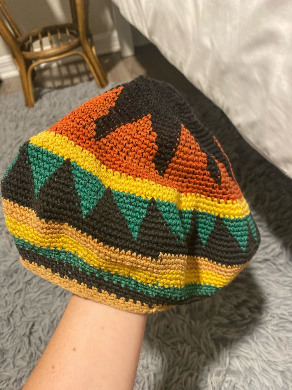 Rasta Hippie Multicolor Crochet Beanie Hat - Bob Marley colors